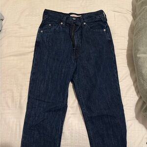 High rise straight dark blue levis jeans